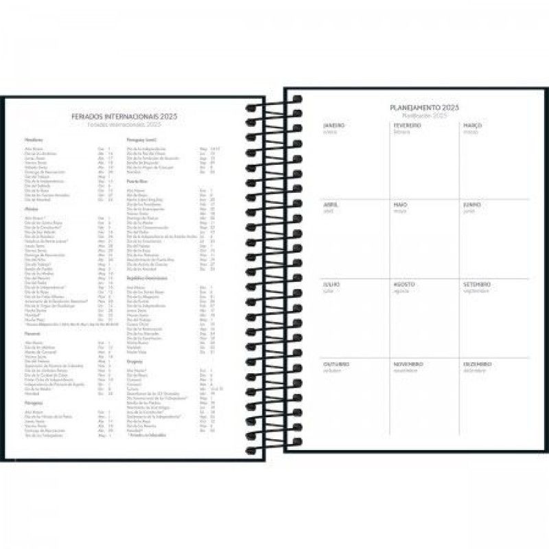 AGENDA ESPIRAL M4 PEPPER PRETO TILIBRA 2025 - REF. 179698 - PACOTE COM 4 UNIDADES