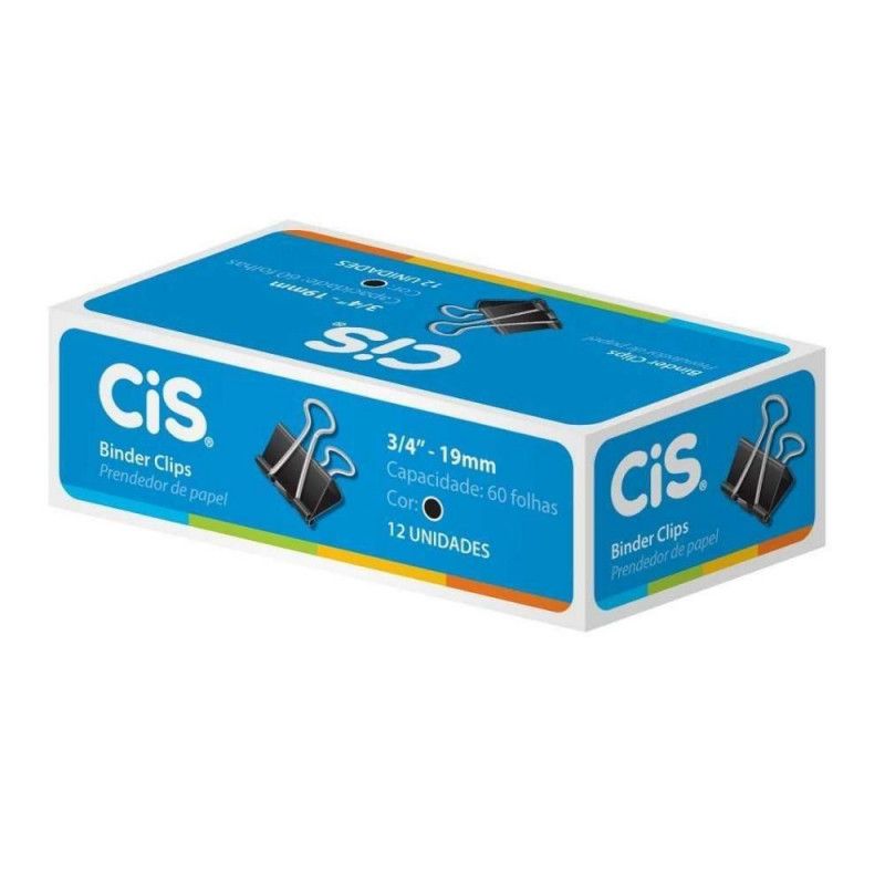 PRENDEDOR DE PAPEL 19MM CIS - REF. 110119 - CAIXA COM 12 UNIDADES