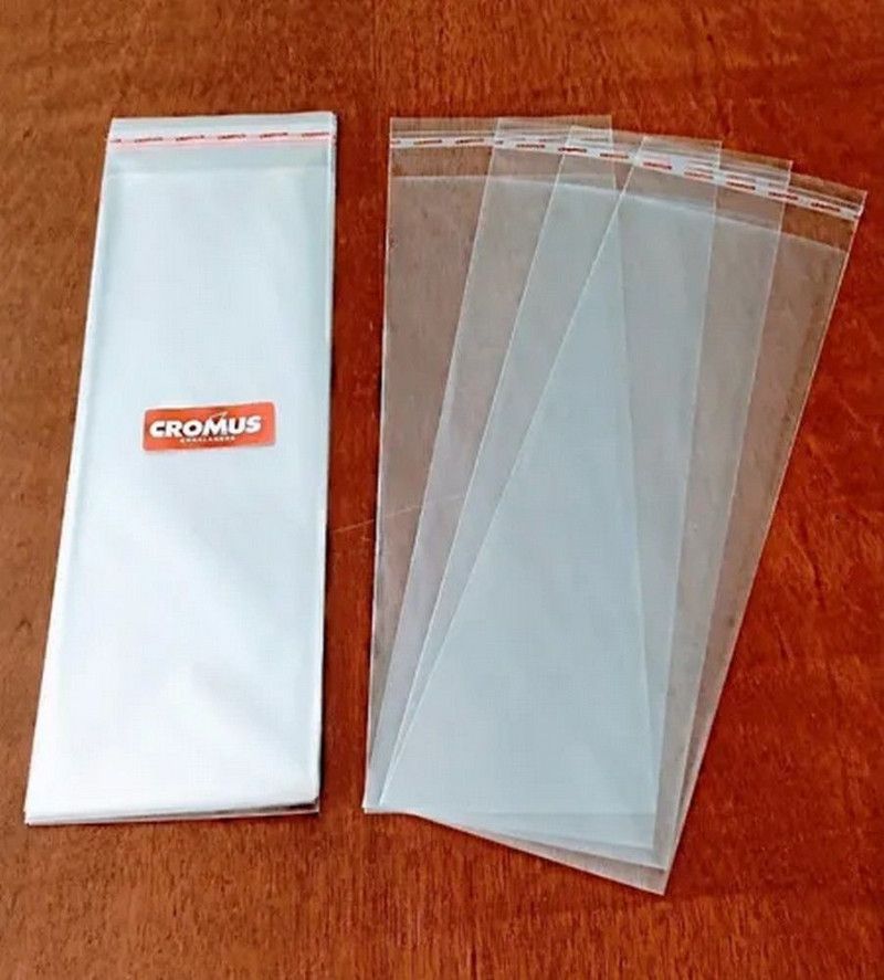 SACO 8.5X25CM ADESIVO TRANSPARENTE COM ABA - REF. 051713 - PACOTE COM 100 UNIDADES