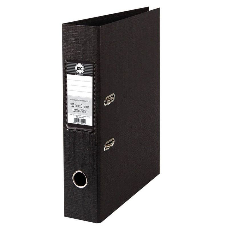 PASTA REGISTRADORA A-Z LOMBO LARGO PREMIUM PRETO DAC - REF. 2001PR - CAIXA MASTER COM 5 UNIDADES