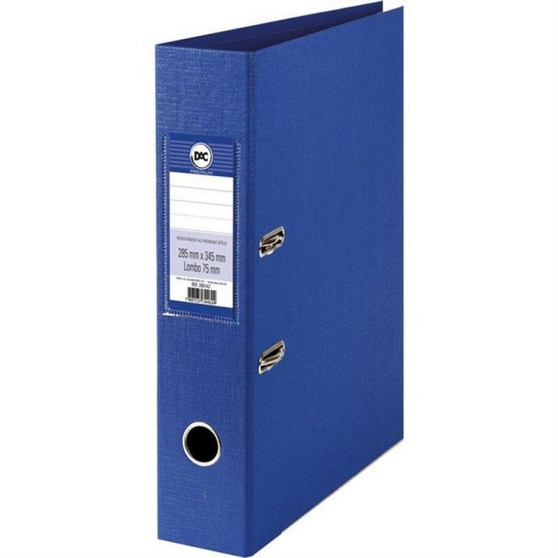 PASTA REGISTRADORA A-Z LOMBO LARGO PREMIUM AZUL DAC - REF. 2001AZ - CAIXA MASTER COM 5 UNIDADES