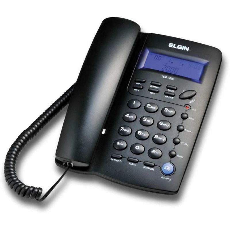 TELEFONE COM FIO IDENTIFICADOR DE CHAMADA  ELGIN - REF. TCF 3000 - 1 UNIDADE