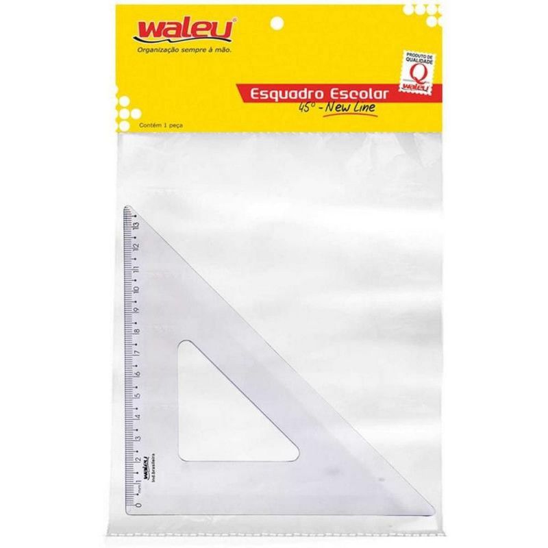 ESQUADRO 45 GRAUS NEW LINE CRISTAL WALEU - REF. 090.16 - CAIXA COM 10 UNIDADES