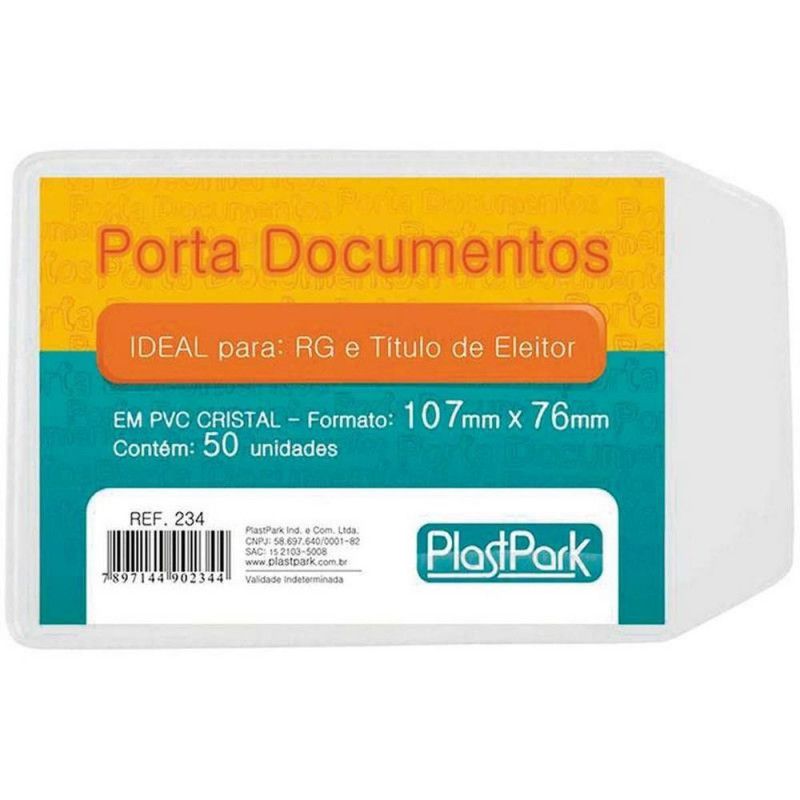 PROTETOR RG/TITULO 105MMX75MM - REF 234 - 1 PACOTE COM 50 UNIDADES