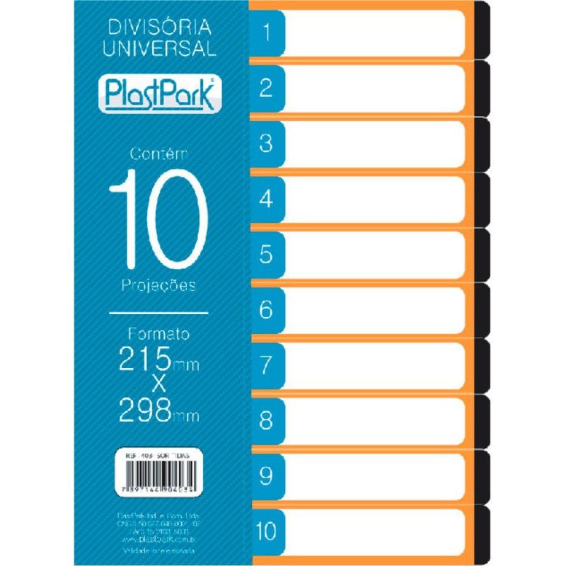 DIVISORIA PARA FICH.ARIO UNIVERSAL 10 DIVISOES PRETO - REF. 300 - 1 UNIDADE 