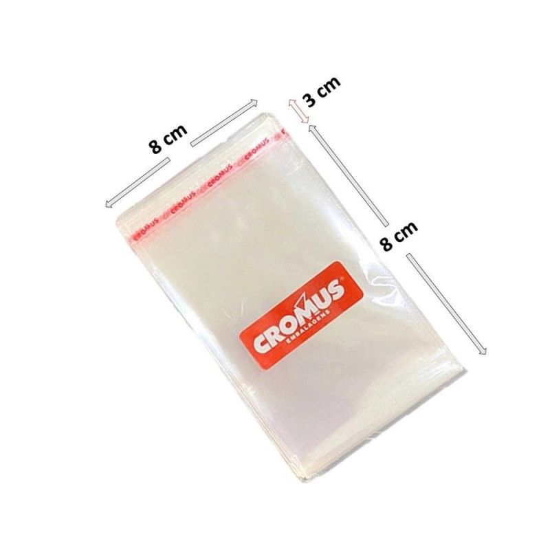 SACO 8X 8CM ABA ADESIVA TRANSPARENTE - REF. 51711- PACOTE COM 100 UNIDADES