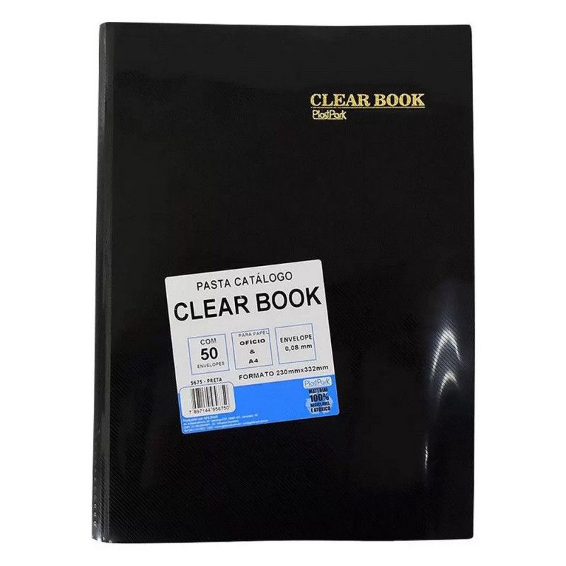 PASTA CATALOGO 50 ENVELOPES CLEAR BOOK PLASTPARK - REF. 5675 - 1 UNIDADE