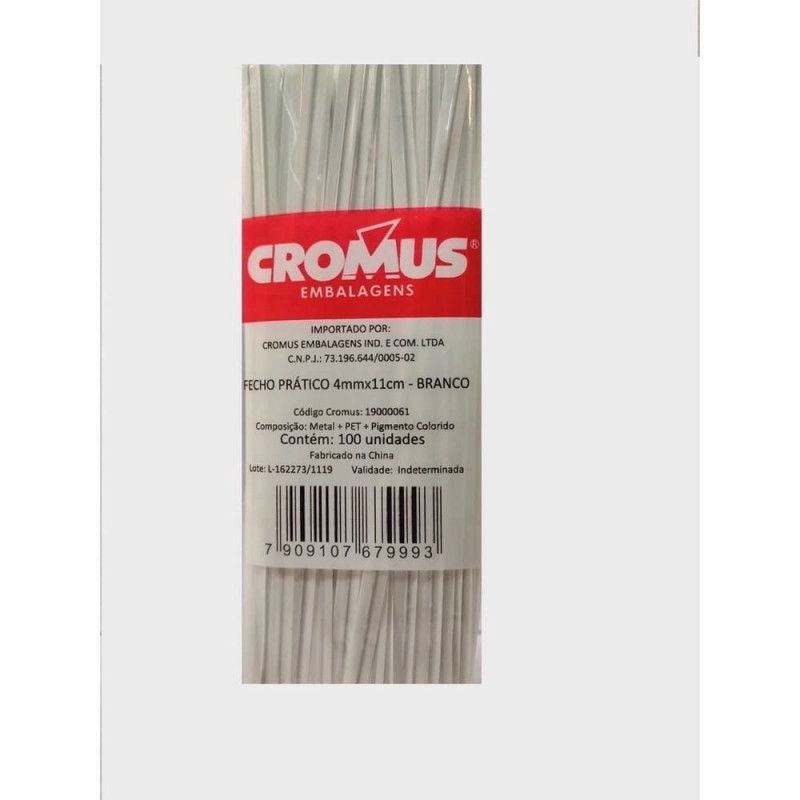 FECHO PRATICO 4X11CM BRANCO  - REF. 19000061 - PACOTE COM 100 UNIDADES