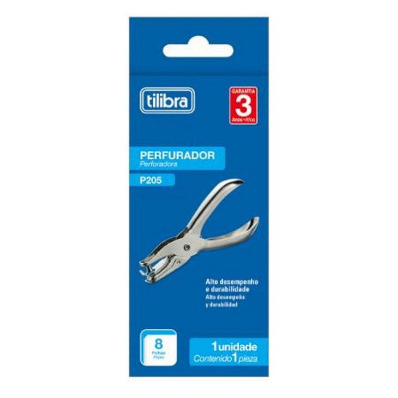 PERFURADOR 1 FURO 8 FOLHAS TILIBRA - REF. P205 - 1 UNIDADE