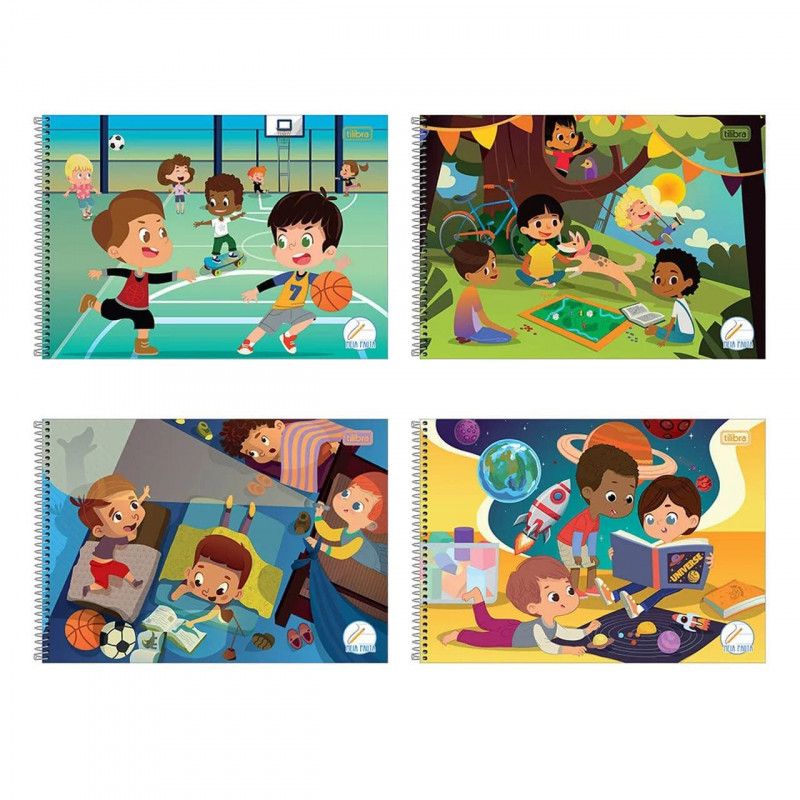 CADERNO ESPIRAL CAPA DURA 40 FOLHAS MEIA PAUTA SAPECA MASCULINO - REF. 14499 - CAIXA COM 4 UNIDADES