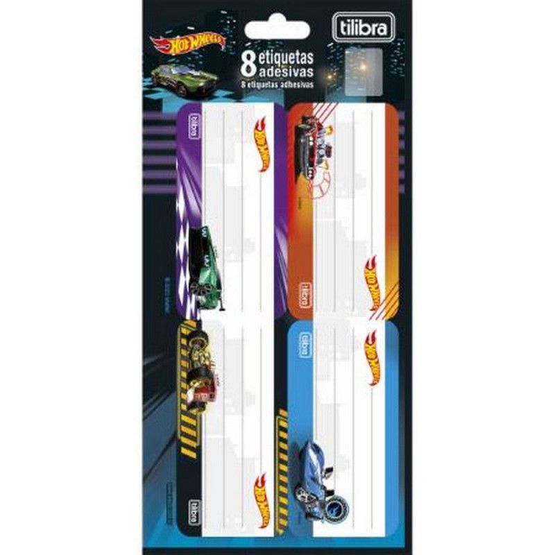 ETIQUETA ESCOLAR HOT WHEELS TILIBRA - REF. 23463 - PACOTE COM 10 UNIDADES