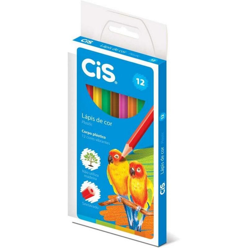LAPIS DE COR 12 CORES PLASTIC SEXTAVADO CIS - REF. 6440 - CAIXA COM 12 UNIDADES