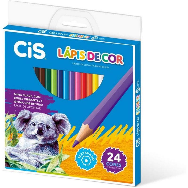 LAPIS DE COR 24 CORES PLASTIC CIS SEXTAVADO - REF. 9175 - CAIXA COM 6 UNIDADES