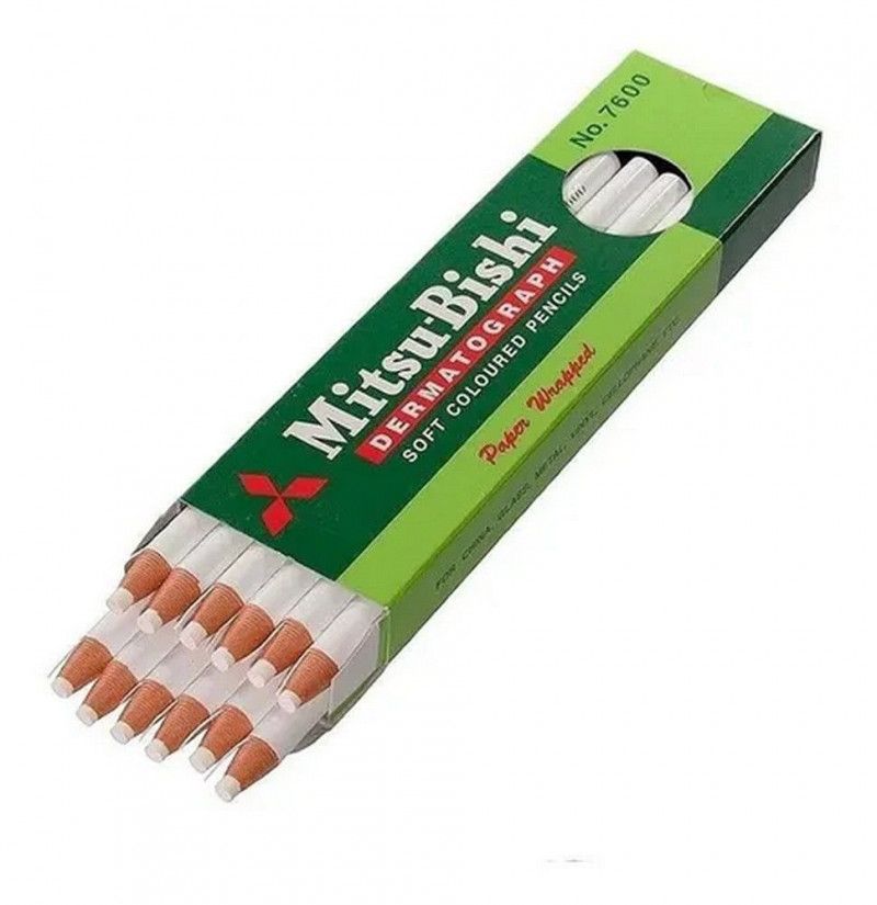 LAPIS DERMATOGRAFICO BRANCO MITSUBISHI - REF. 7600 - CAIXA COM 12 UNIDADES