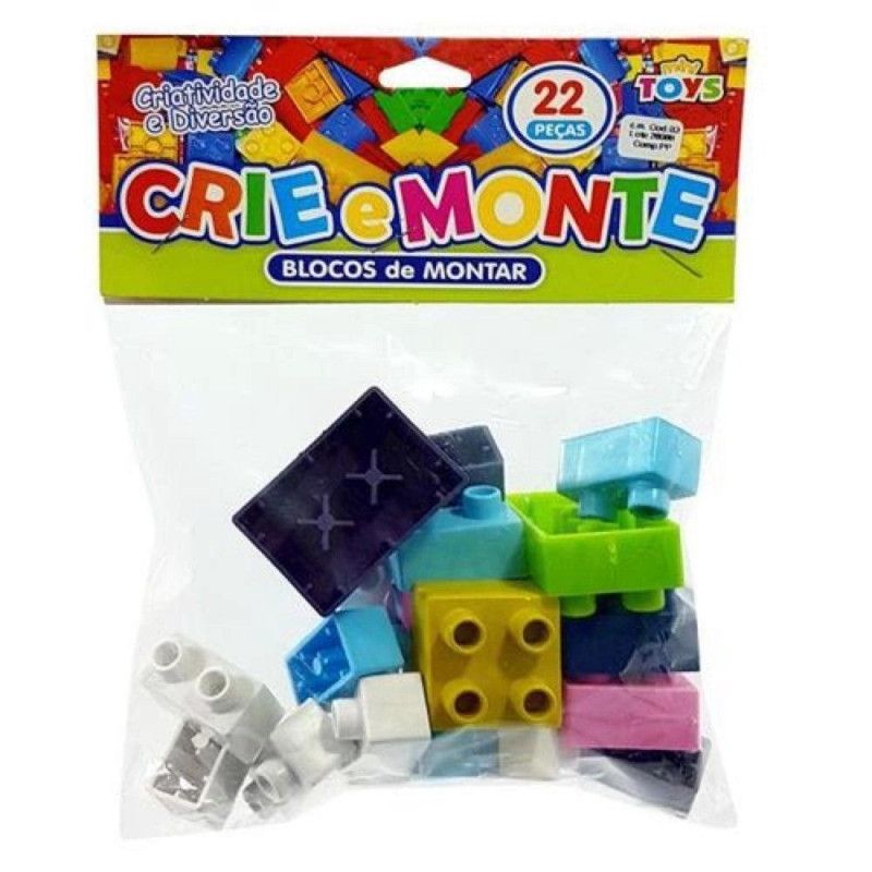 BLOCO CRIE E MONTE COM 22 PECAS TOYS - 1 UNIDADE