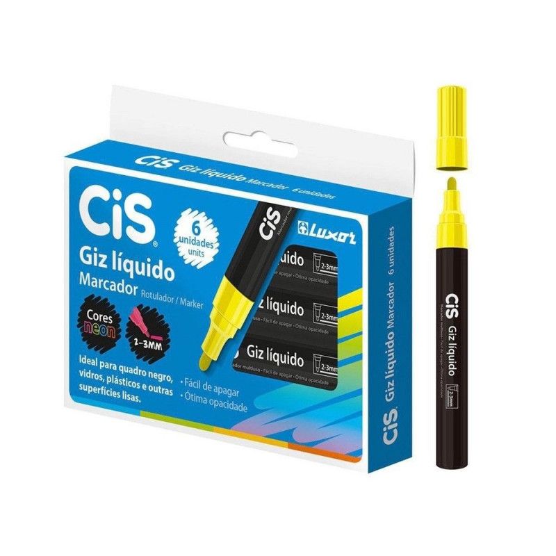 GIZ ESCOLAR LIQUIDO AMARELO CIS - REF. 7597 - CAIXA COM 6 UNIDADES