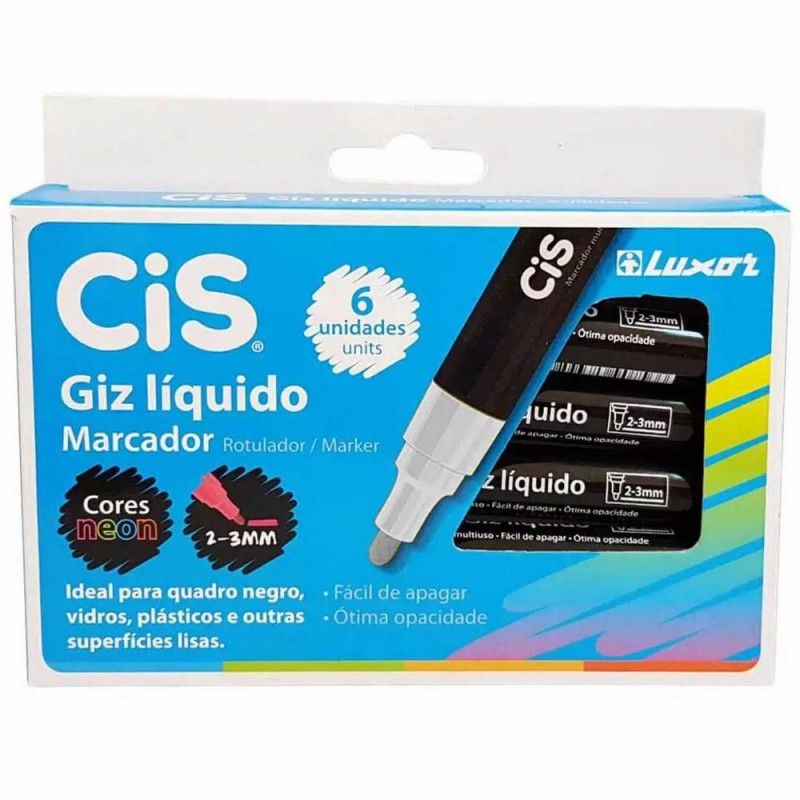 GIZ ESCOLAR LIQUIDO BRANCO CIS - REF. 8037 - CAIXA COM 6 UNIDADES