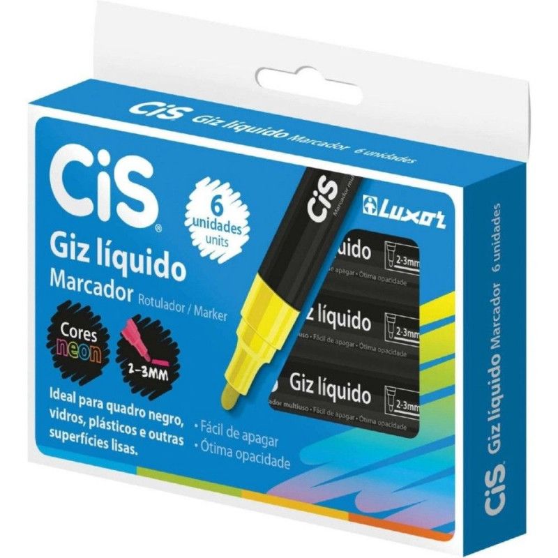 GIZ ESCOLAR LIQUIDO ROSA CIS - REF. 8099 - CAIXA COM 6 UNIDADES