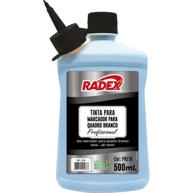TINTA REABASTECEDOR PINCEL QUADRO BRANCO 500ML PRETO RADEX - REF. 236 - 1 UNIDADE