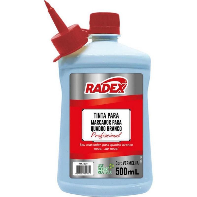 TINTA REABASTECEDOR PINCEL QUADRO BRANCO 500ML VERMELHO RADEX - REF. 238 - 1 UNIDADE