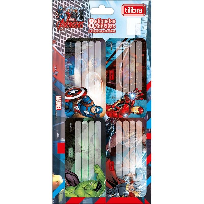 ETIQUETA ESCOLAR AVENGERS TILIBRA - REF. 23457 - PACOTE COM 10 UNIDADES