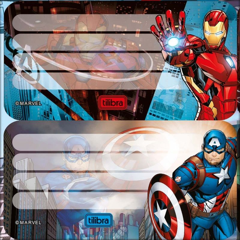 ETIQUETA ESCOLAR AVENGERS TILIBRA - REF. 23457 - PACOTE COM 10 UNIDADES