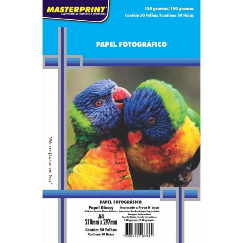 PAPEL FOTOGRAFICO A4 150G 50 FOLHAS MASTERPRINT- REF. 302010057 - 1 UNIDADE