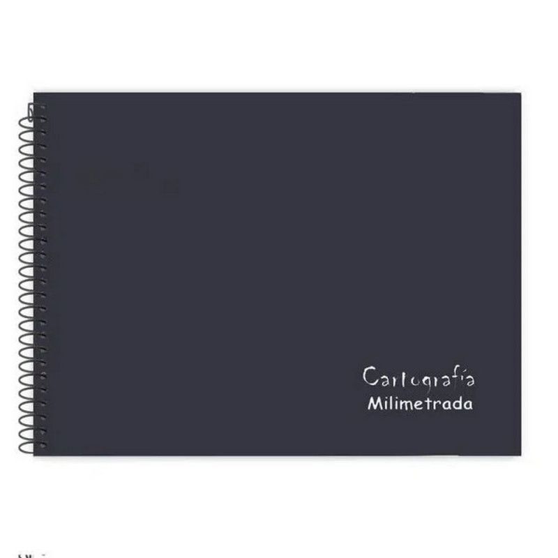 CADERNO CARTOGRAFIA CAPA DURA MILIMETRADO 48 FOLHAS NEUTRO - REF. 2559 - PACOTE COM 4 UNIDADES