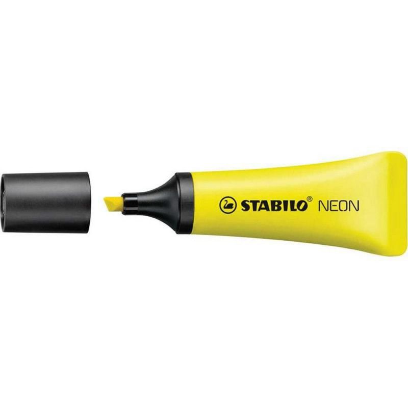 PINCEL MARCA TEXTO STABILO NEON AMARELO  -  REF 72/24 - 1 CAIXA COM 10 UNIDADES