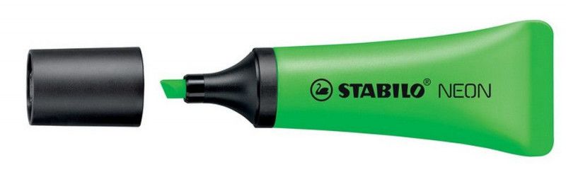 PINCEL MARCA TEXTO STABILO NEON VERDE  - REF. 72/33 - CAIXA COM 10 UNIDADES