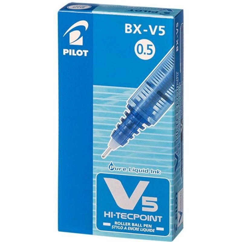 CANETA HIDROCOR HI-TECPOINT BX-V5 AZUL - REF. BX-V5-L - CAIXA COM 12 UNIDADES