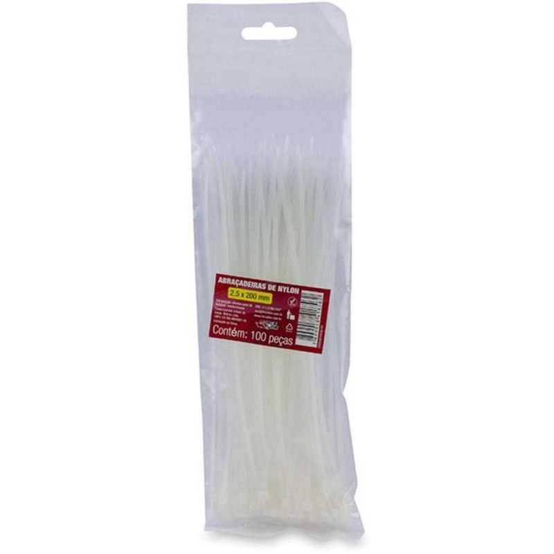 ABRACADEIRA DE NYLON 2.5 X 200MM TRANSPARENTE FORCE LINE - REF. 600500006 - PACOTE COM 100 UNIDADES