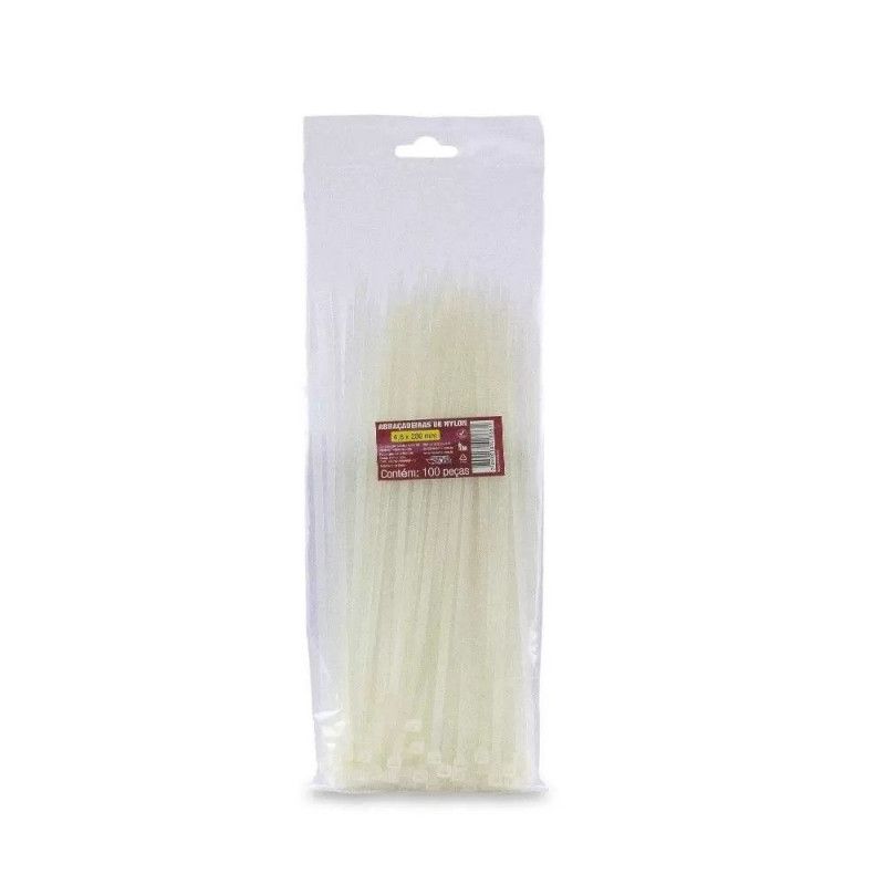 ABRACADEIRA 4,8 X 280MM TRANSPARENTE - REF. 600500016 - PACOTE COM 100 UNIDADES