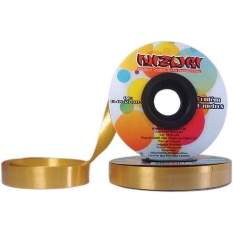FITA PLASTICA 16MMX50M DOURADO NIZURI - 1 UNIDADE