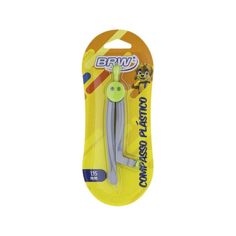 COMPASSO ESCOLAR PLASTICO PARA LAPIS BRW - REF. CP1001 - CAIXA COM 12 UNIDADES