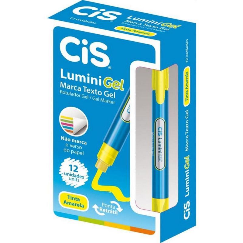 PINCEL MARCA TEXTO LUMINI GEL AMARELO - REF 4716 - 1 CAIXA COM 12 UNIDADES