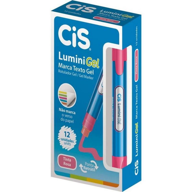 PINCEL MARCA TEXTO LUMINI GEL ROSA CIS - REF 4778 - 1 CAIXA COM 12 UNIDADES