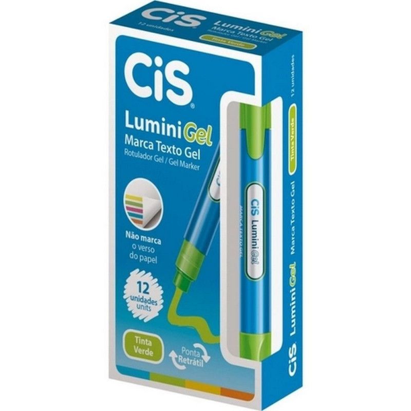 PINCEL MARCA TEXTO LUMINI GEL VERDE  - REF. 4808 - CAIXA COM 12 UNIDADES