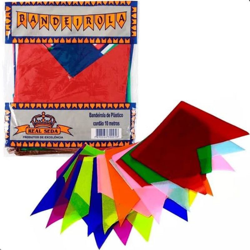 BANDEIRINHA JUNINA DE PLASTICO 10 METROS REAL SEDA - REF. 24 - 1 UNIDADE