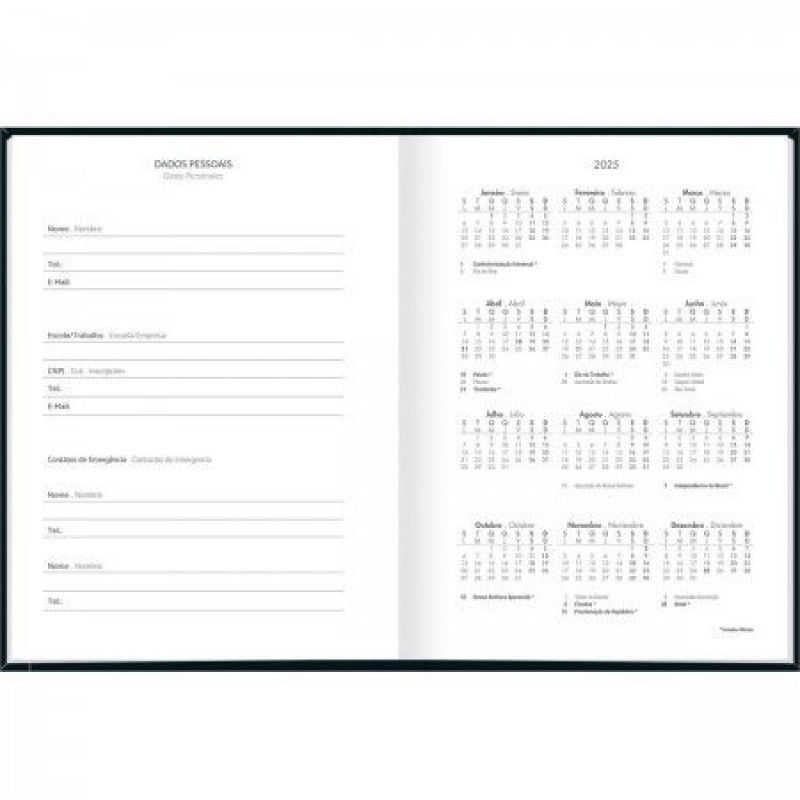 AGENDA COSTURADA PEPPER M4 PRETO TILIBRA 2026 - REF. 179701 - PACOTE COM 6 UNIDADES