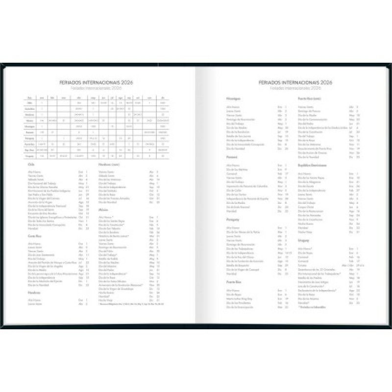 AGENDA COSTURADA PEPPER M4 PRETO TILIBRA 2026 - REF. 179701 - PACOTE COM 6 UNIDADES