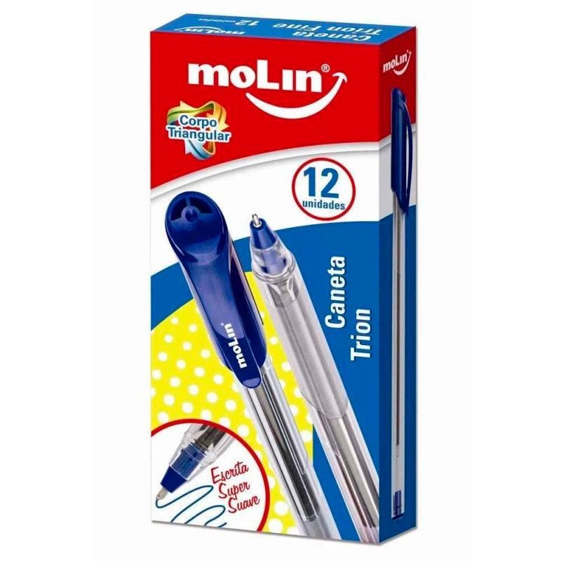 CANETA ESFEROGRAFICA 1.0 TRION AZUL MOLIN - REF. 1113 - CAIXA COM 12 UNIDADES