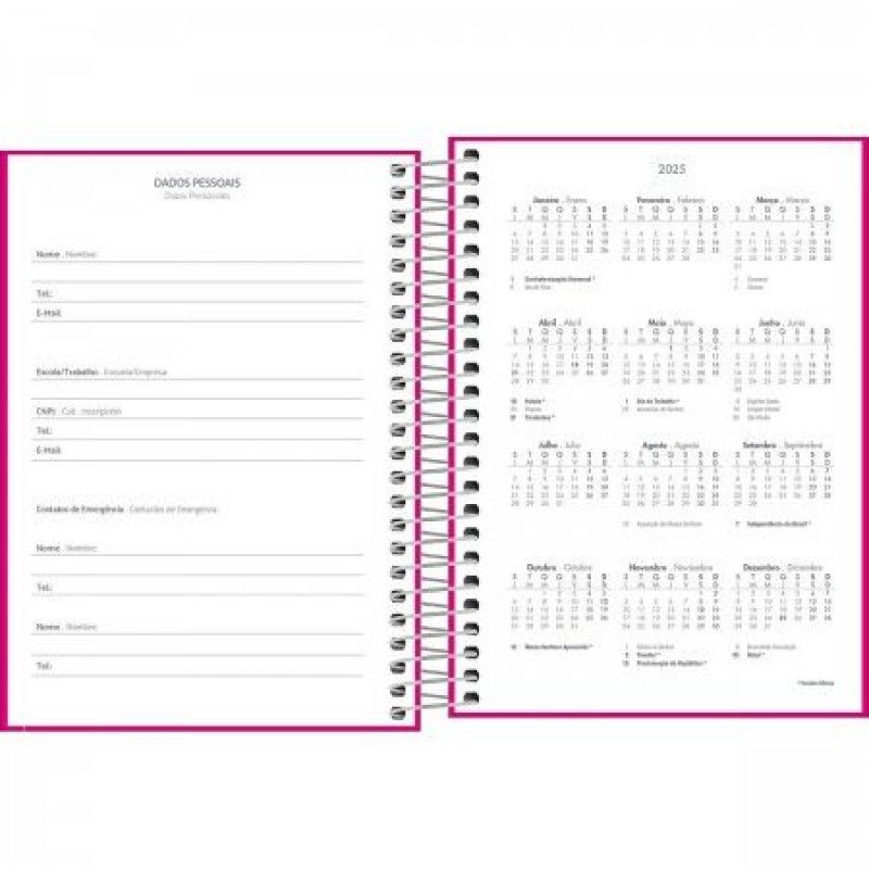 AGENDA ESPIRAL M4 PEPPER ROSA TILIBRA 2026 - REF. 291099 - PACOTE COM 4 UNIDADES