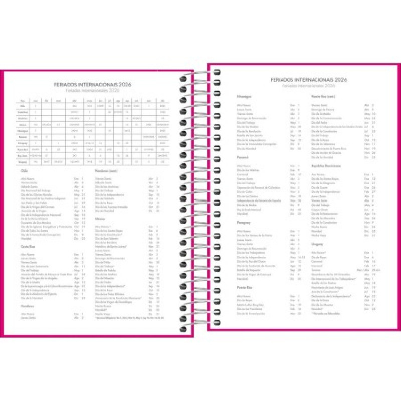 AGENDA ESPIRAL M4 PEPPER ROSA TILIBRA 2026 - REF. 291099 - PACOTE COM 4 UNIDADES