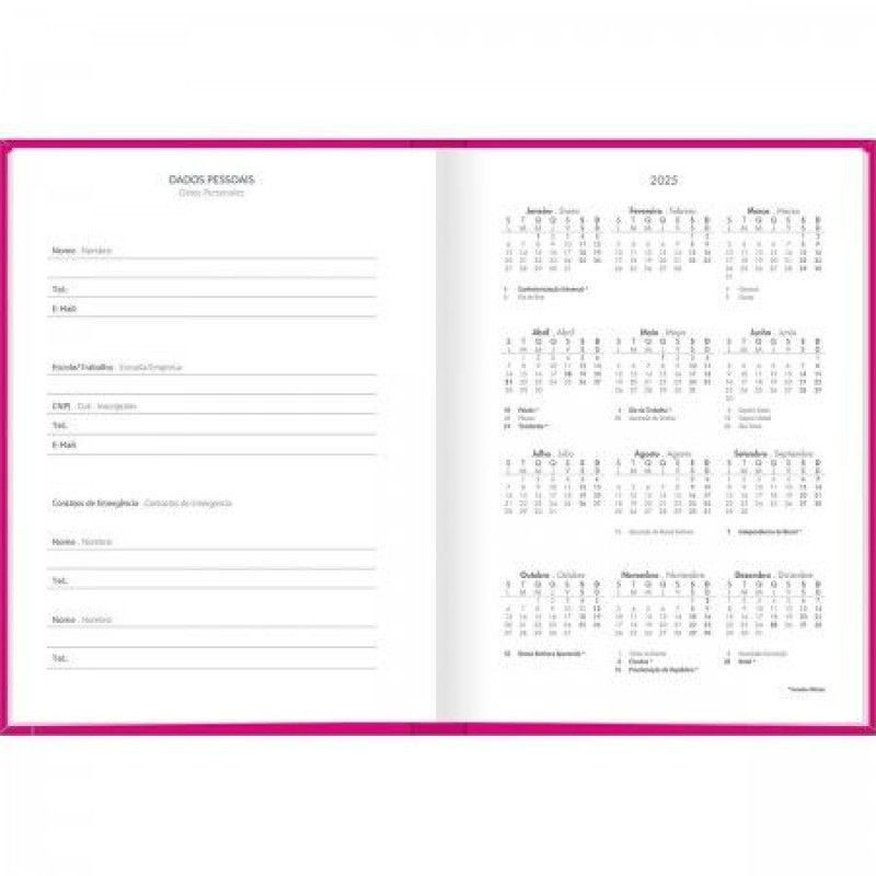 AGENDA COSTURADA M4 PEPPER ROSA TILIBRA 2025 - REF. 29108 - PACOTE COM 6 UNIDADES