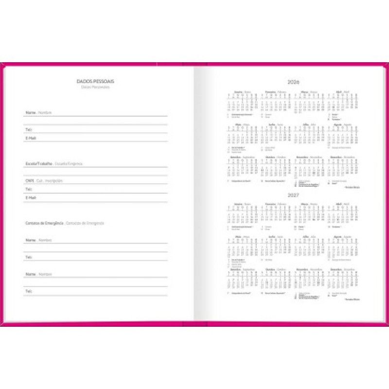 AGENDA COSTURADA M4 PEPPER ROSA TILIBRA 2026 - REF. 29108 - PACOTE COM 6 UNIDADES