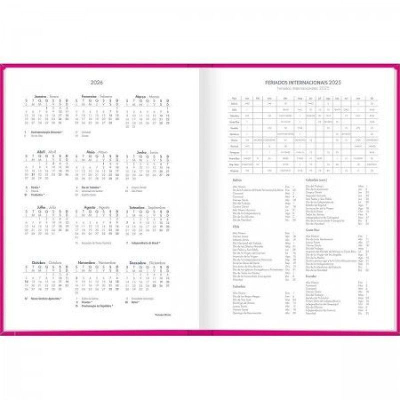 AGENDA COSTURADA M4 PEPPER ROSA TILIBRA 2025 - REF. 29108 - PACOTE COM 6 UNIDADES