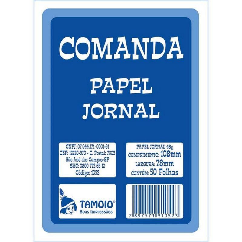 BLOCO COMANDA JORNAL 50 FOLHAS TAMOIO - REF. 1052 - CAIXA COM 20 UNIDADES