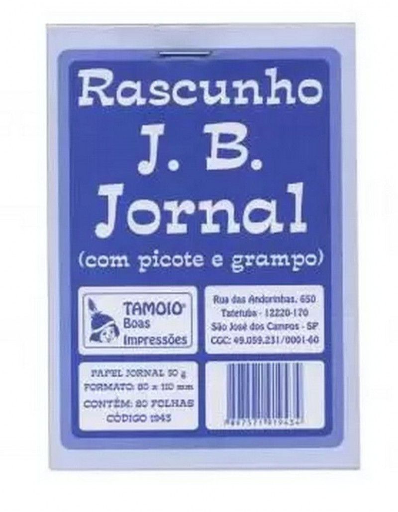 BLOCO JORNAL JB 80 FOLHAS TAMOIO - REF. 1943 - PACOTE COM 20 UNIDADES