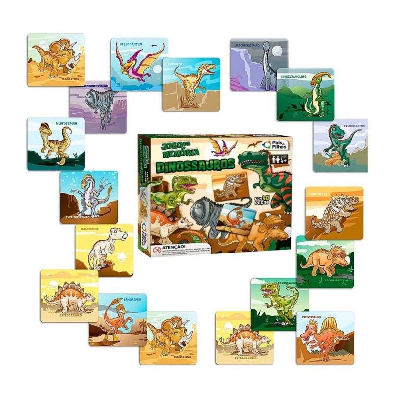 JOGO DA MEMORIA DINOSSAUROS PAIS E FILHOS - REF. 7269 - 1 UNIDADE